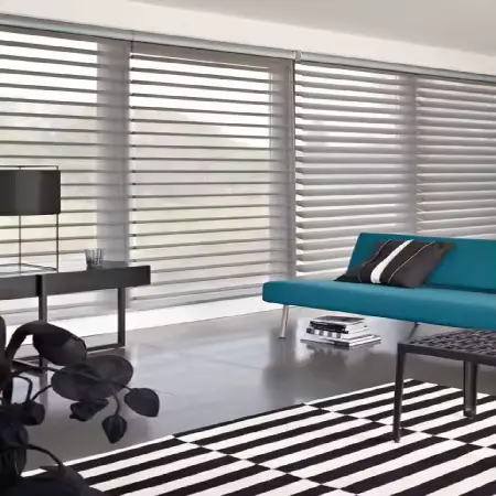 Custom Silhouette or Triple Shades Installation in Vaughan by Winlor Blinds, highlighting soft fabric vanes and sheer light filtering